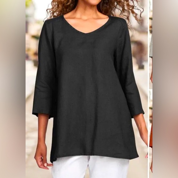 New Women 3/4 Sleeve Blouse l V Neck Solid Color Casual Loose T Shirt Sz S - Picture 1 of 7